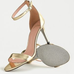NWOT J CREW RILEY SANDALS in Reflective gold